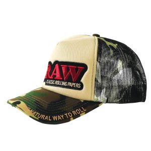 raw gorra rejilla trucker camo beige con poker