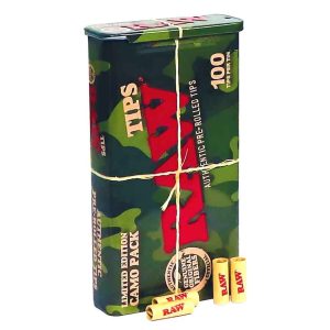 raw filtro prerolled caja metal camuflaje 100 pk