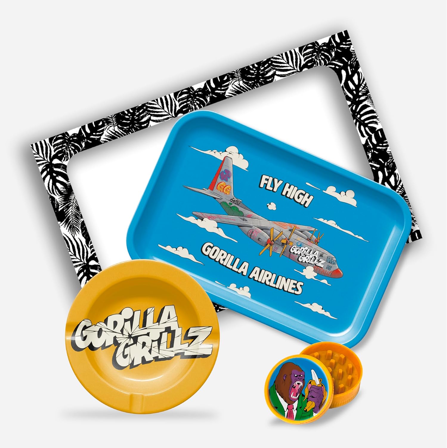 Pack Gorilla Airlines Gorilla Grillz con bandeja, cenicero y grinder Pack Gorilla Airlines Gorilla Grillz con bandeja, cenicero y grinder