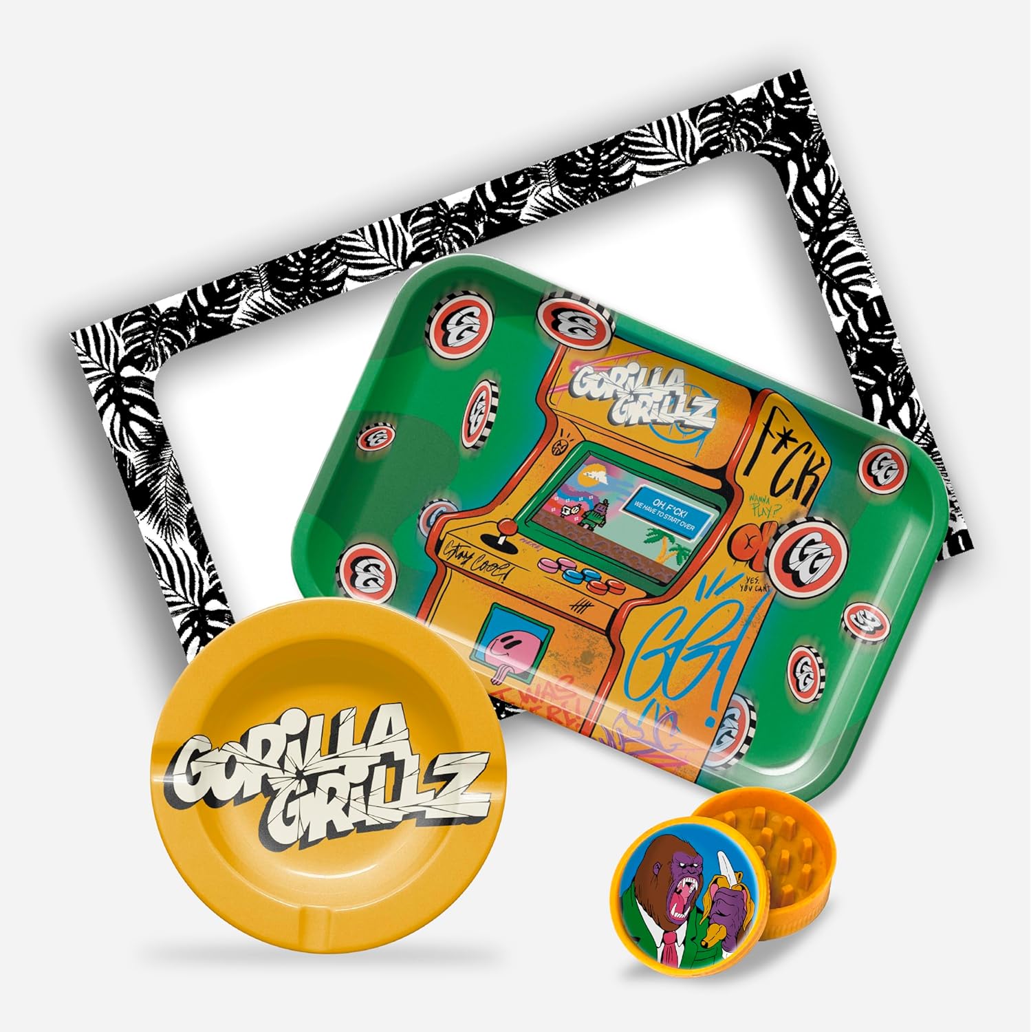 Pack Arcade Gorilla Grillz con bandeja, cenicero y grinder Pack Arcade Gorilla Grillz con bandeja, cenicero y grinder